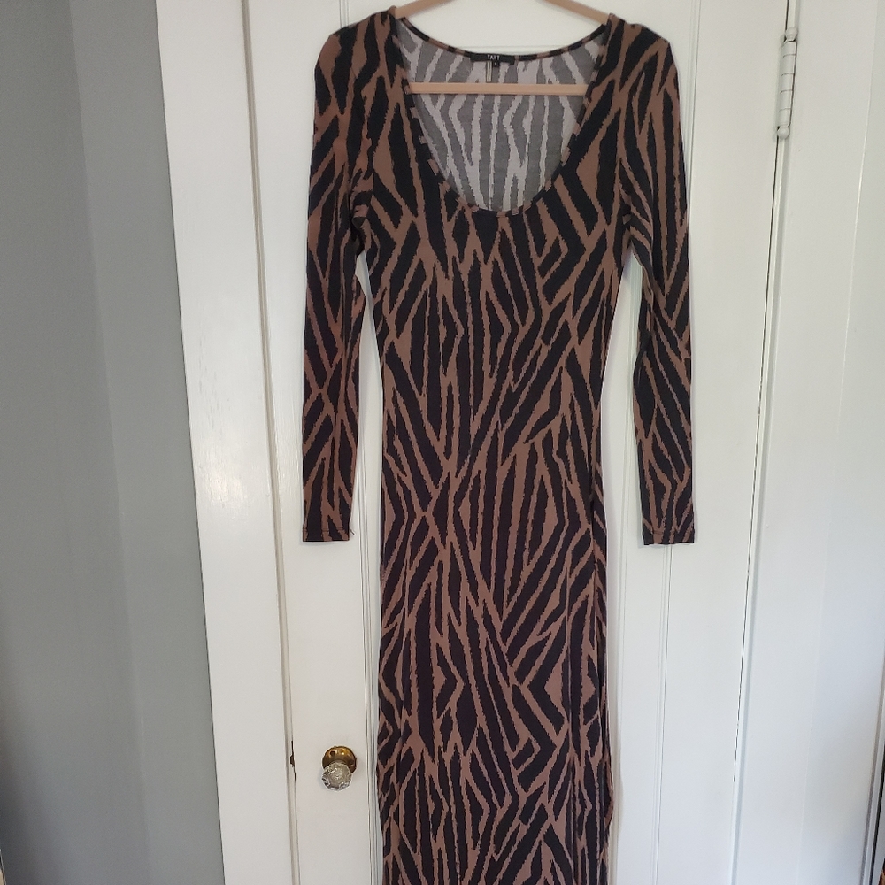 Tribal print long sleeve maxi dress